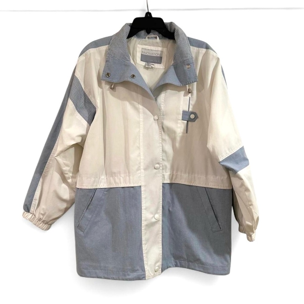 Vintage 90’s Innovations by Izzi Colorblock Blue & White Light Jacket Women’s L